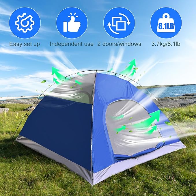 3-in-1 Instant Pop Up Tents for Camping, 2/4/6 Person Camping Tent,60s Automatic Quick Easy Setup Tent, Waterproof Stand Up Family Tents for Camping,Outdoor, Hiking,Beach