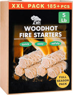 WH 185 pcs Natural Fire Starters for Campfires & Grill - 5lb Large Box - Long-Burning Charcoal Starters - Odorless Firestarters for Outdoor Fire Pit, Fireplace - Quick Ignite