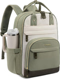 LOVEVOOK Laptop Backpack Women with Giant Cup Holder,17.3 inch Waterproof Work Travel Backpack Computer Laptop Bag,Cute College Nurse Teacher Backpack Purse,Gifts for Women & Men,Been green-Beige-Cyan