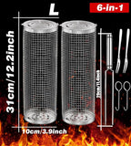 Rolling Grilling Baskets for Outdoor BBq Barbecue Women Men Gifts Ideas for Grandpa Dad Father Day Husband Brother Uncle Godfather Boss Him Wife Thank You Appreciation Retirement Who Like to Grill