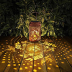 2 Pack Solar Lanterns Outdoor Waterproof, Butterfly Rose Garden Decor Birthday Gifts for Women Mom Grandma Hanging Solar Lights Metal Solar Decoration Outside for Yard, Patio, Lawn