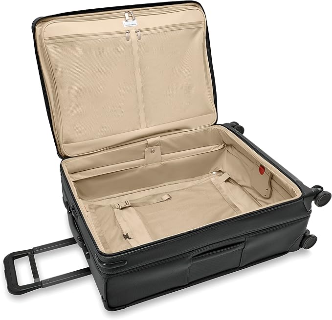 Briggs & Riley 29" Large Expandable Spinner - Checked Luggage for Travel, Suitcases with Wheels, Softside Rolling Bag for Men & Women, Self-Repairing Zipper - Baseline Collection, Black