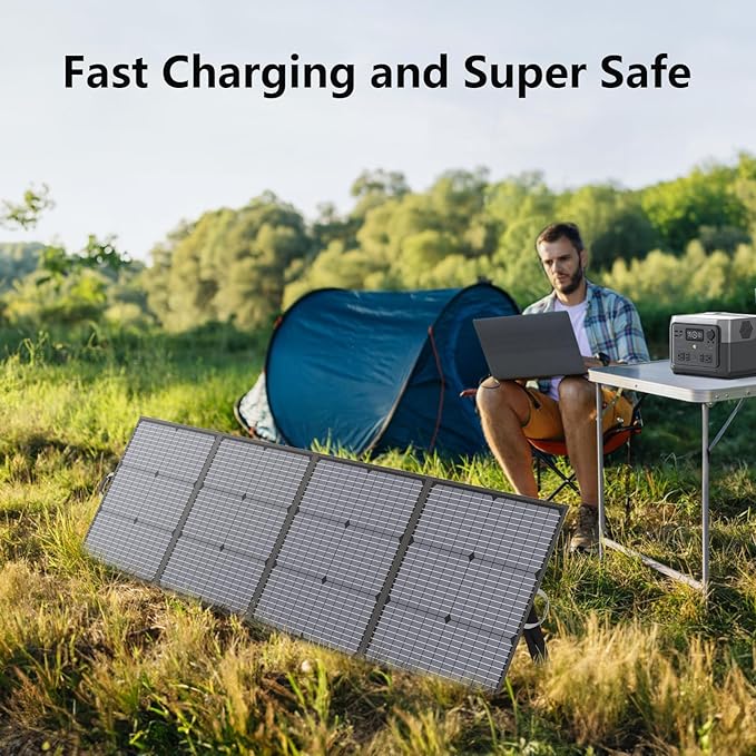 220W Portable Solar Panel, Foldable 220 Watt 40V Solar Charger, IP67 Waterproof for Outdoor Camping, Portable Power Station, RV