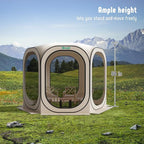 Screen Tent Pop-Up, Portable Tent Canopy with Mesh Mosquito Net, Screen House Room Canopy Shade Screen Houese 10x 10 FT with Carry Bag for Patio, Backyard, Sports & Outdoors Activities, Beige