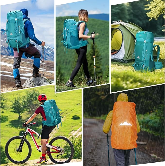 IGOLUMON 60L Hiking Backpack Waterproof Camping Backpack with Rain Cover Large Lightweight Backpacking Backpack for Men Women