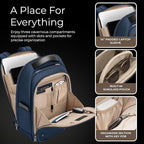 Briggs & Riley Slim Backpack for Women & Men - Laptop Backpack, For Work & Travel, Carry On Size, Lightweight & Durable, Padded Straps, Fits up to 14" Laptop - @work Collection, Navy