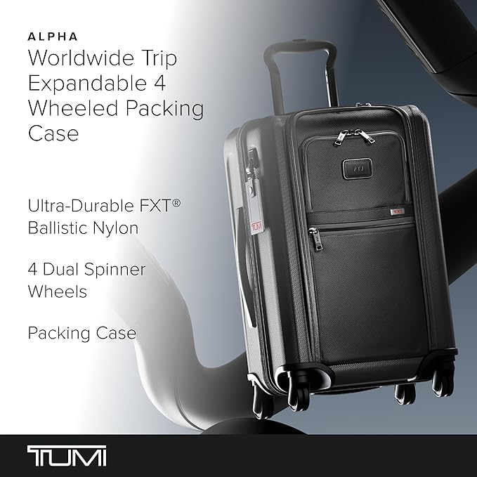 TUMI - Alpha Worldwide Trip Expandable 4-Wheeled Packing Case - Extra Large Design with Zip Expansion Checked Bag - Black