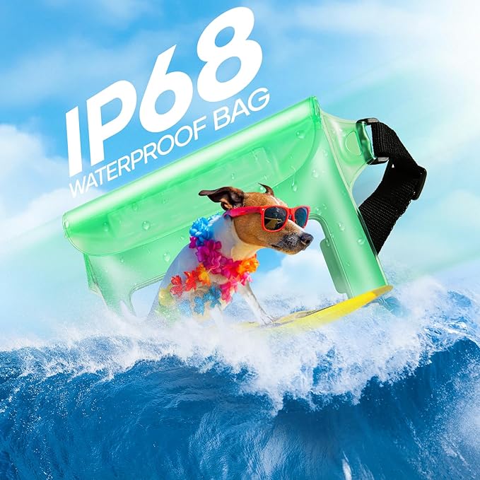 Waterproof Bag for Beach, Waterproof Pouch for Phone Passport Purse, Fanny Packs for Women, Floating Dry Bags for Cruise Ship Travel Water Park Surfing Boating Fishing Kayaking Pool Accessories