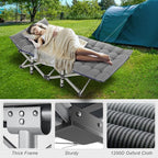ABORON Camping Cot for Adult 28" Extra Wide, Heavy-Duty 1200D Oxford Cot for Sleeping, Portable Folding Camp Bed with Mat & Carry Bag