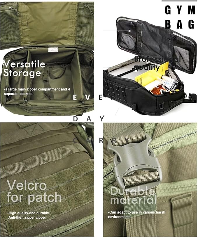 Miramrax Travel Duffle Bag Backpack for Men - Large Tactical Bags Weekender Gym Bag for Overnight Traveling Military Workout Deployment Sports (Green, 25L)