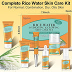 DOYEEWO Skin Care Set,6Pcs Women Teen Glass Skincare w/Korean Rice Extract,Hydrate Glow Repair Anti-Aging Facial Routine Kit Self Care Gifts for Women Mom Wife Teenage Girl Valentines Christmas Gifts