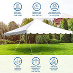 Party Tents Direct 15'x15' Weekender Standard Canopy Pole Tent - Easy Up Canopy Tent with 50 Person Capacity - Outdoor Canopies for Parties, Weddings, & Events (White)