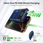 Magnetic Portable Charger for iPhone, 3-in-1 10800mAh Qi2 15W Wireless Power Bank with iWatch Charger,30W PD Fast Charging USB-C LCD Display Battery Pack for Magsafe,iPhone 16/15/14/13/12, Apple Watch