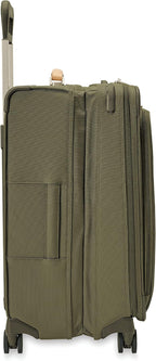 Briggs & Riley 26" Medium Expandable Spinner - Checked Luggage for Travel, Suitcases with Wheels, Softside Rolling Bag for Men & Women, Self-Repairing Zipper - Baseline Collection, Olive