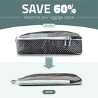 Set of 8 compression packing cubes for travel accessories- Expandable bags for clothing, toiletry, backpacks, organizing essentials (Black & Grey)