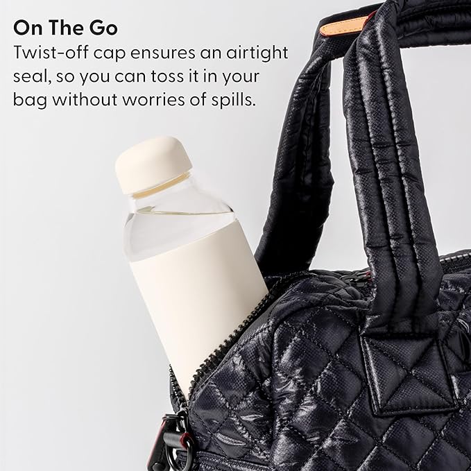 W&P Porter Glass Water Bottle w/ Protective Silicone Sleeve | Terazzo Cream 20 Ounces | On-the-Go | Reusable Bottle for Coffee, Tea and Water | Portable