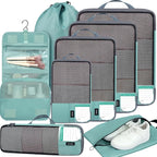 BAGAIL 4 Set/6 Set/8 Set Compression Packing Cubes Travel Accessories Expandable Packing Organizers(HalfMesh,8-DustyBlue)