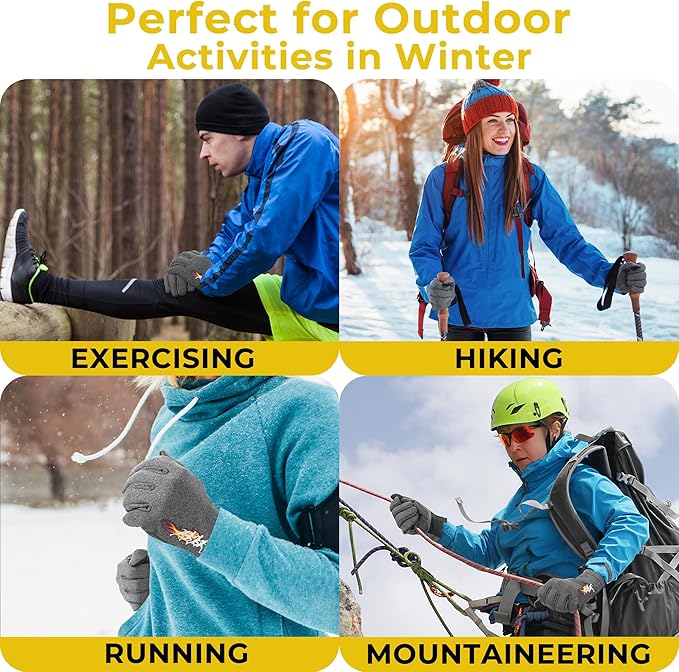HANDLANDY Winter Running Gloves for Women & Men, Windproof Water-Resistant Thermal Touchscreen Liner Gloves for Cycling, Hiking, Driving, Freezer Work