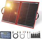 DOKIO 100W Portable Foldable Solar Panel Kit, Compact 18.9x26in Design 5.3lb with Standalone Controller and USB, Monocrystalline Charger for 12V Batteries, Power Stations, RV Camping Emergency Use