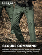 CQR Men's Flex Ripstop Tactical Pants, Water Resistant Stretch Cargo Pants, Lightweight EDC Hiking Work Pants