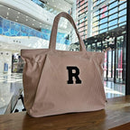 ESVAN Corduroy Yoga Tote Bag Gifts for Women Drawstring Yoga Mat Bag for Office Workout Travel Carryall Pilates Gym