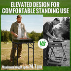 GARLLEN 2ft Folding Camping Table, 3 Adjustable Height Lightweight Picnic Table, Portable Aluminum Grill Table for Outdoor, Camping, Grill, Threaded Install, 23.6" L x 15.7" W, Black