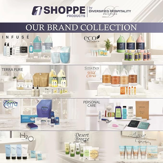 Terra Pure Wild Citrus Toiletries Set | 1-Shoppe Amenities Kit | 1oz Shampoo, Conditioner, Body Wash, Lotion, 1oz Bar Soap | 75 Pieces