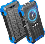 Solar Charger Power Bank, 42800mAh Wireless Portable Charger with USB-C in/Output, QC3.0 Fast Charging 15W 4 Ports Outdoor Battery Pack Built-in Dual Led Flashlights for iPhone Samsung etc