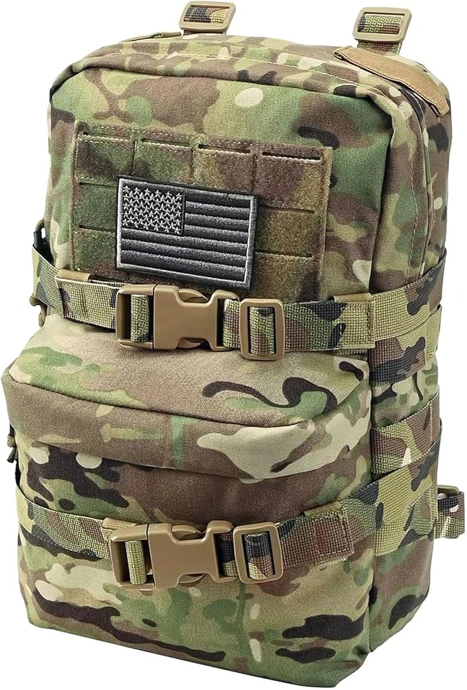 Tactical Mini Molle Hydration Pack,Molle Hydration Carrier with US Flag Water Resistant,Hydropack for Tactical Vest Backpack