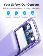 Portable Charger Power Bank with Built-in Cable & AC Plug, 10000mAh Fast USB-C Charger, Slim Mini Battery for iPhone 16/15/14/13/Pro/Max & All USB-C Devices