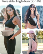 BAGSMART Large Capacity Fanny Packs for Women, Adjustable Fashion Waist Packs with Multiple Pockets, Durable Belt Bag for Traveling Workout Hiking, Black