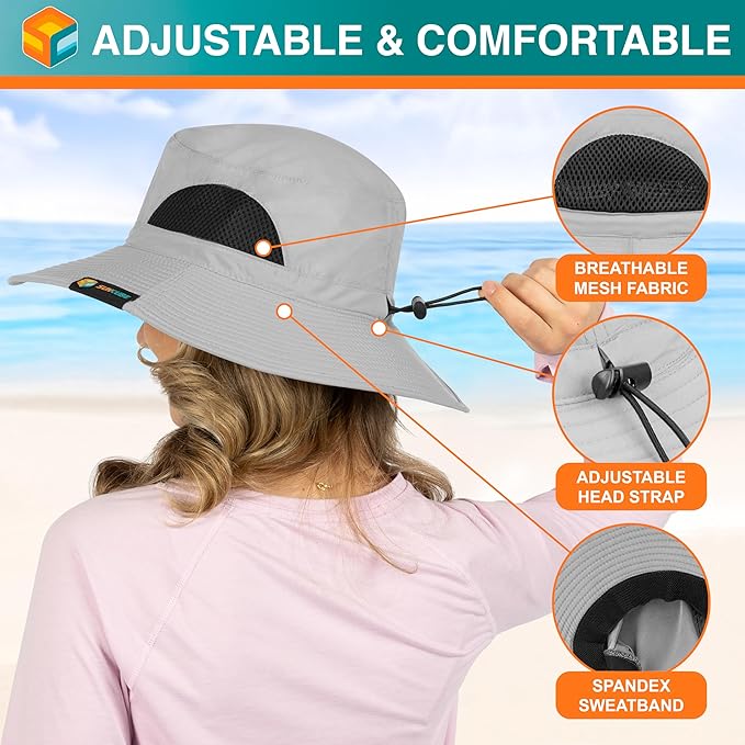 SUN CUBE Wide Brim Sun Hat Men Women, Fishing Hats Sun UV Protection, Mens Hiking Bucket Hat Safari Beach Boonie, UPF 50+