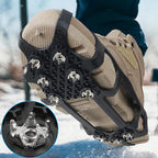 Crampons Ice Cleats for Shoes and Boots Traction Snow Cleats with 9 Studs Snow Cleats Chains Non Slip Rubber Crampons for Hiking Boots Men Women Ice Snow Winter Walking Climbing Fishing