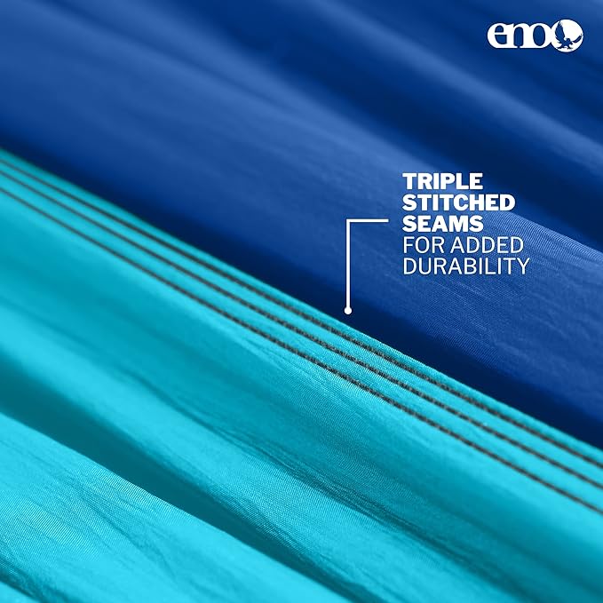 ENO DoubleNest Hammock - Lightweight, Portable, 1 to 2 Person Hammock - for Camping, Hiking, Backpacking, Travel, a Festival, or The Beach - Aqua/Sapphire/Amber