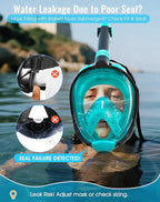 Greatever G2 Full Face Snorkel Mask with Latest Dry Top System,Foldable 180 Degree Panoramic View Snorkeling Mask with Camera Mount,Safe Breathing,Anti-Leak&Anti-Fog