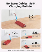 charmast 20000mAh Portable Charger with Built in Cables, 22.5W Travel Power Bank Fast Charging, USB C Cell Phone Battery Pack for iPhone 16/15/14/13/12/11 Series, iPad, Samsung, Android, Tablet