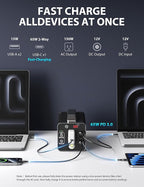 Portable Power Station 150W, 133.2 Wh/36000mAh Fast Charging, Rechargeable Generator with 5 Outputs, AC Outlets Power Bank with LED Light for Backup Home Outdoor Emergency Travel Camping RV