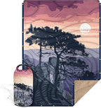 Outdoor Camping Blanket with Sherpa Lining, Extra Warm Thick Camp Blankets and Puffy Ultralight Soft Poncho DWR Camping Quilt for Cold Weather, Adventure, Sleeping, Backpacking 56"x 40"