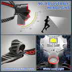 Yoobao Headlamp Rechargeable, LED Battery Display, 100000 Lumens Lightweight Bright HeadLamp, Zoomable, Motion Sensor, Emergency Power, Adjustable Head Flashlight for Adults Camping Hunting Hiking