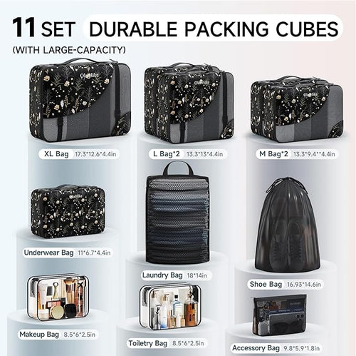 11 Set Packing Cubes for Travel, Gifts for Women Mom,Anti-Tearing Suitcase Organizer,OlarHike Vacation Essentials & Accessories for Cruise Ship