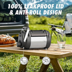 64 oz Stainless Steel Water Bottle for Camping: 2-in-1 Straw Spout Lid, Dual Handle, Leakproof, Keep Cold 48H, Half Gallon Insulated Water Jug for Outdoors, Fitness, Journey, Fishing, Work (Steel)