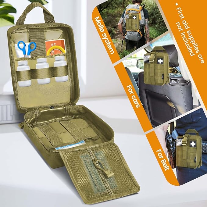 Medical Molle Pouch Tactical - 1000D Nylon First Aid Pouch, Big Capacity EMT Pouch Utility, Heavy Duty Military Grade Rip-Away Ifak Pouch for Home and Outdoor Activities（Bag Only