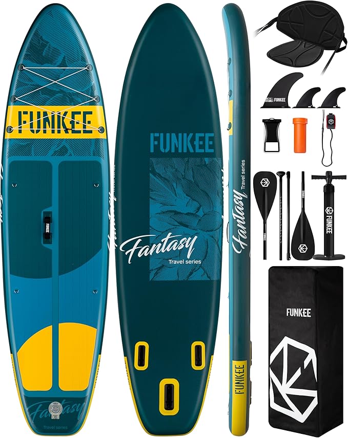 11’×34"×6" Extra Wide Inflatable Stand Up Paddle Board, Sup Board with Removable Fins, Backpack, Floating Paddle, Safety Leash, Floating Phone Case for Adults & Youth of All Skill Levels