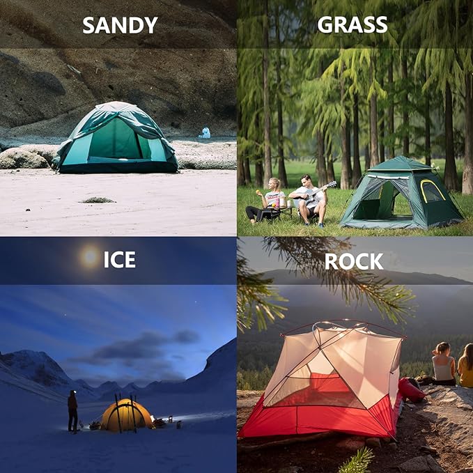 8" Tent Stakes Heavy Duty 12 Pack, Screw in Tent Stakes, Metal Threaded Camping Stakes, Ground Anchors for Canopies, Gardening and Inflatable Decor, with Storage Box and Hex Socket