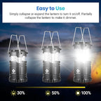 Etekcity Camping Lanterns for Power Outages 4 Pack, Flashlight for Camping Essentials, Survival Kit and Gear, Hurricane Preparedness Items, Emergency Led Battery Operated Lights, Black