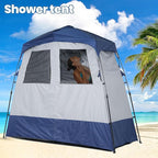 Camping Shower Tent Deluxe Changing Room Easy Set Up Privacy Shelter,Large Toilet Tent with Floor Drain Design for Beach, Camping,Hiking with Stakes and Ropes for Stability