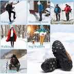 2 Pairs Non Slip Gripper Spike, Ice Grippers Traction Cleats Snow Shoe Spikes Grips Crampons with 10 Steel Studs Cleats