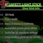 25 Ultra Bright Green Glow Sticks - Individual Packed With Lanyard - For Camping, Emergency Survival - Glow Lights for Blackouts, Hurricane and Storms- 6 Inch Chem Light Sticks with 12 Hour Duration