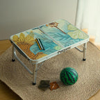 Small Folding Camping Table, 2ft Portable Picnic Table Aluminum 24" x 16" Folding Table, 3 Adjustable Heights Portable Lightweight Table Dining Table for RV, Picnic, Beach (Sunflower)