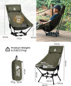 OneTigris Dragonhide Oversized Camping Chair with Pillow Design, Comfortable Widened Seat Folding, 275 lbs Capacity